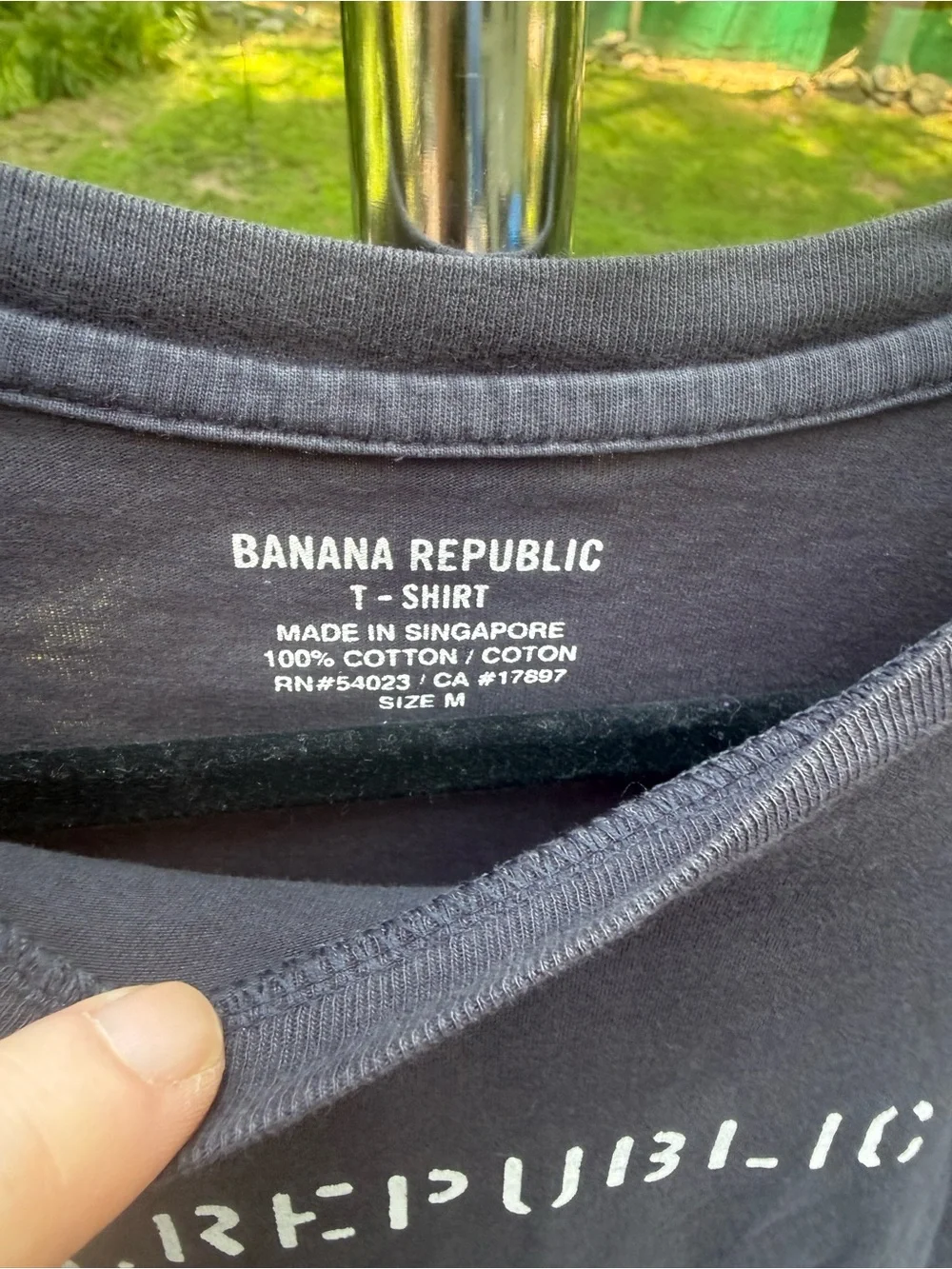 Banana Republic Black Tee with White 'B.REPUBLIC' Stencil
